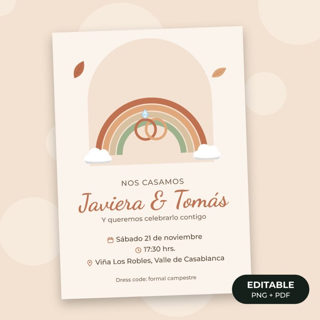 Invitación editable: Matrimonio boho