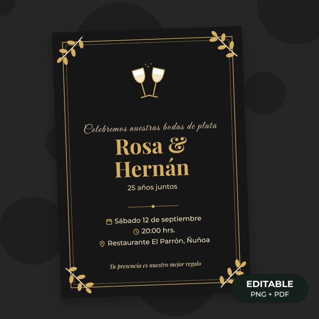 Invitación editable: Aniversario de bodas