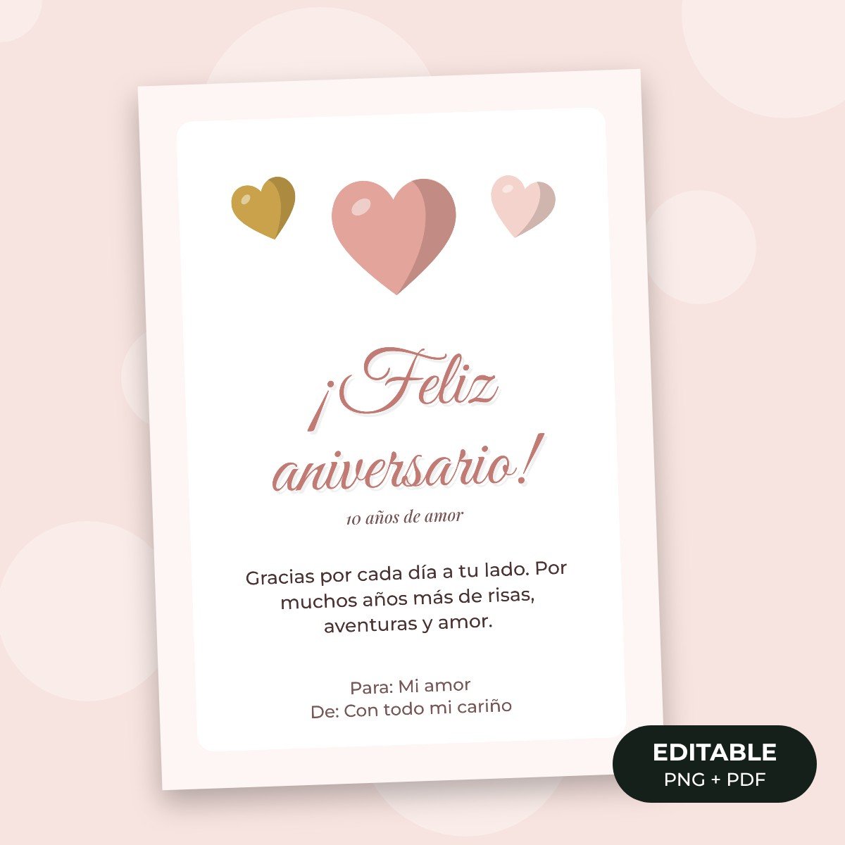Invitación editable: Aniversario corazones