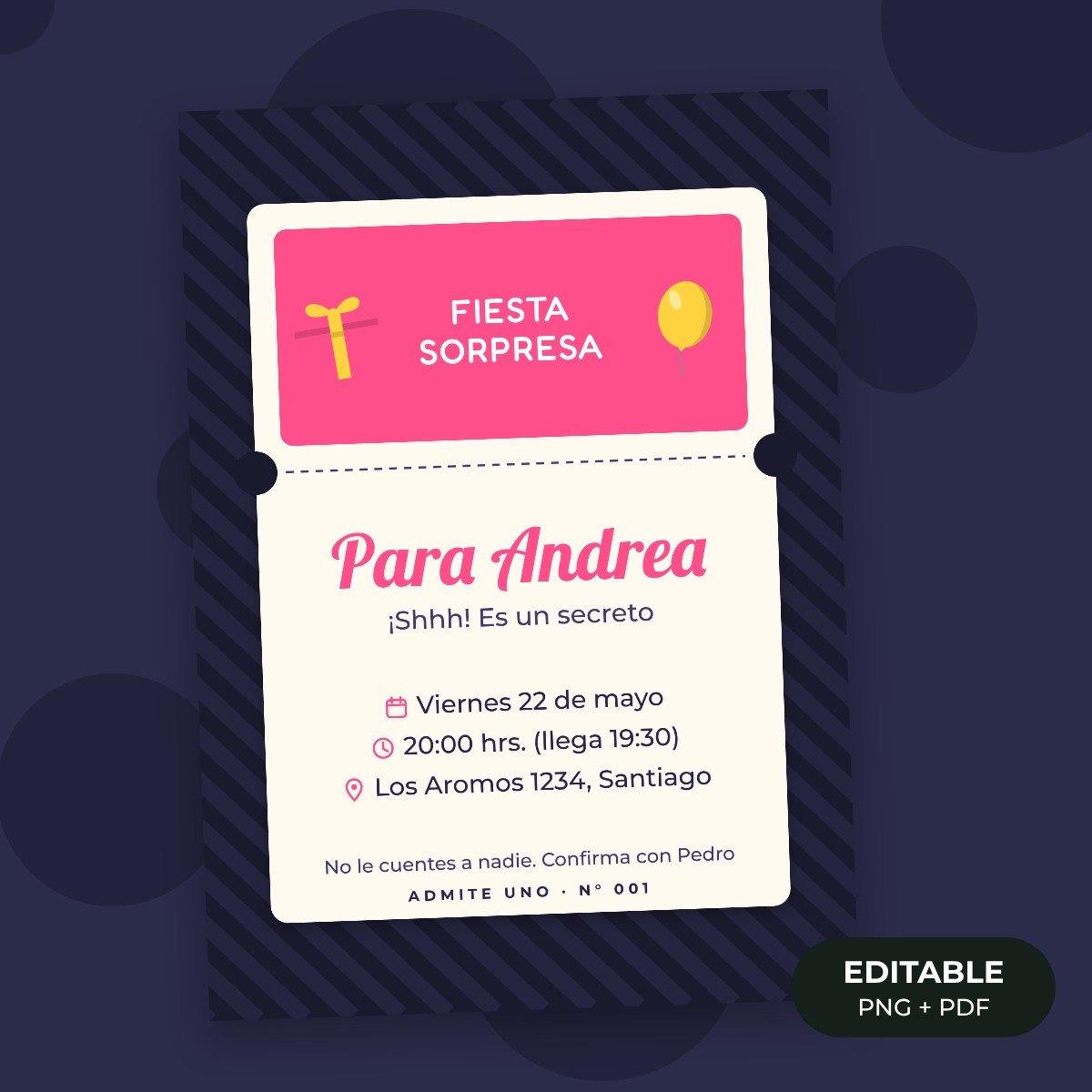 Invitación editable: Fiesta sorpresa