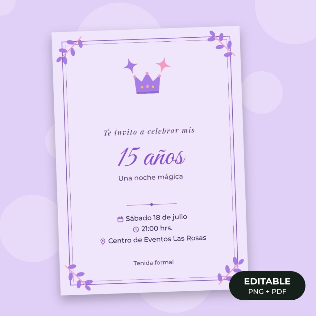 Invitación editable: Mis 15 años