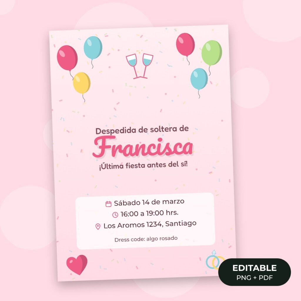 Invitación editable: Despedida de soltera