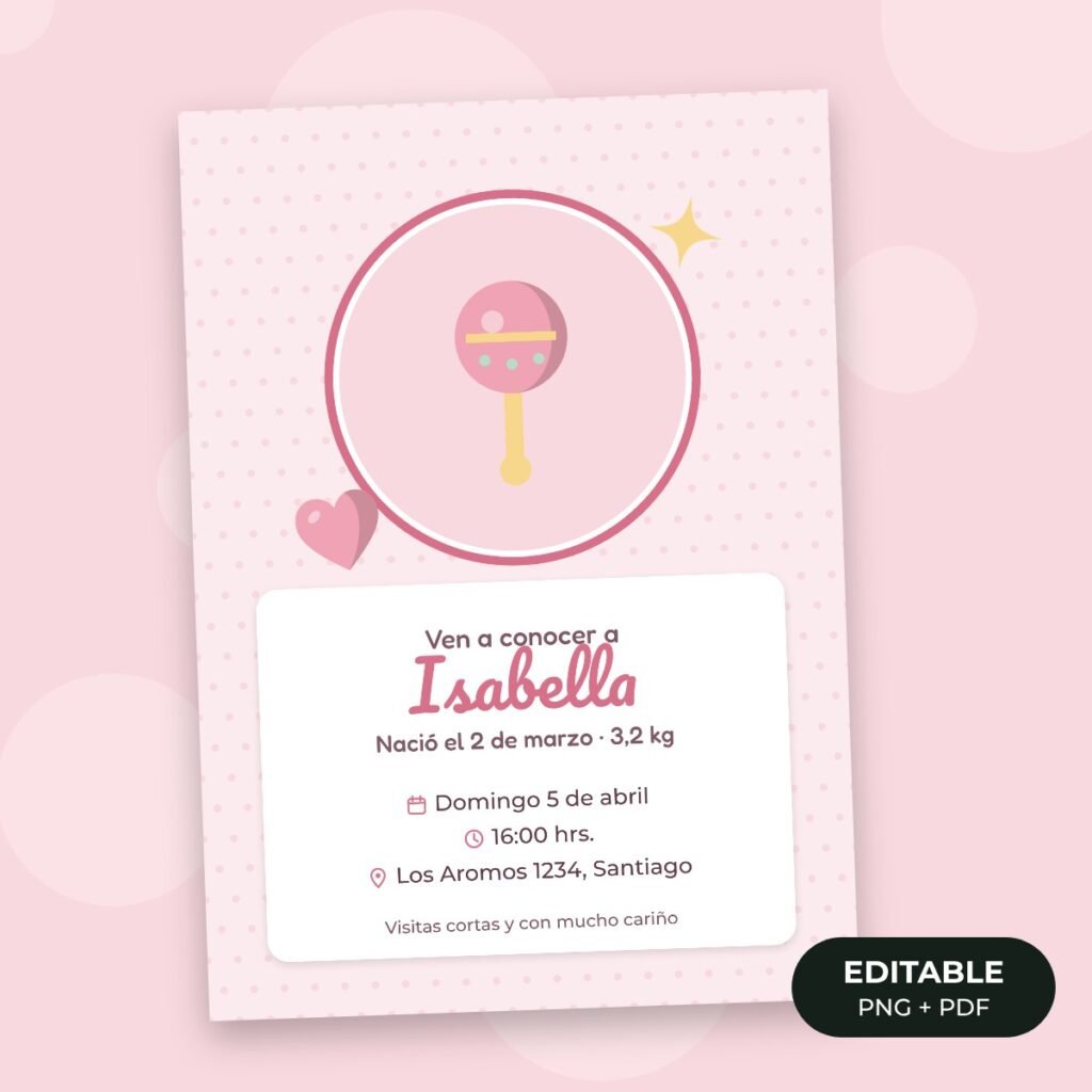 Invitación editable: Bienvenida al bebé