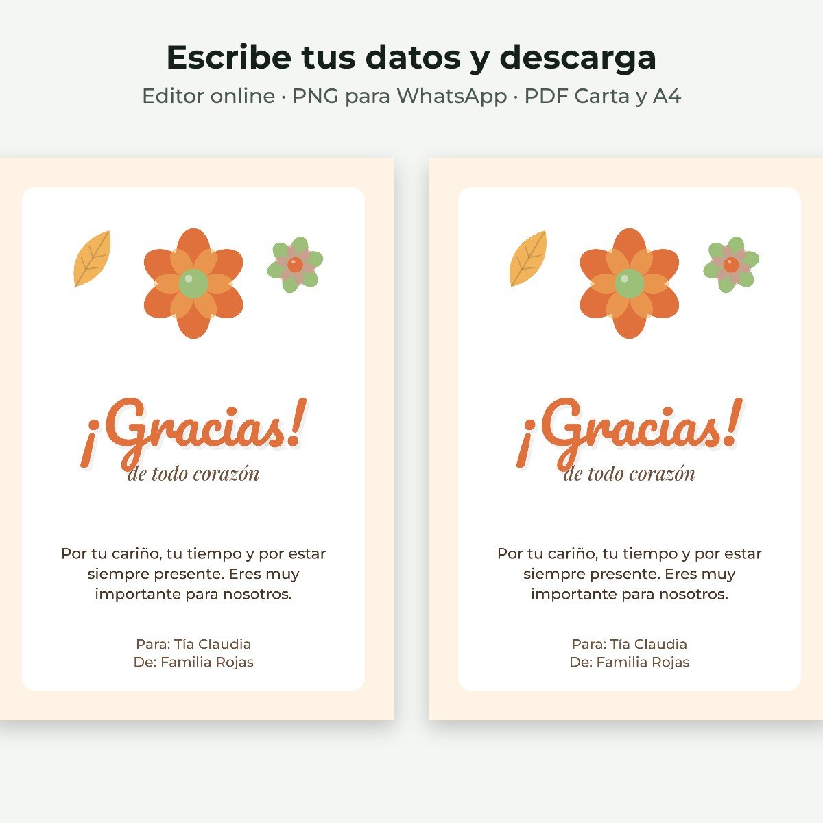 Ejemplo editable: Gracias con flores