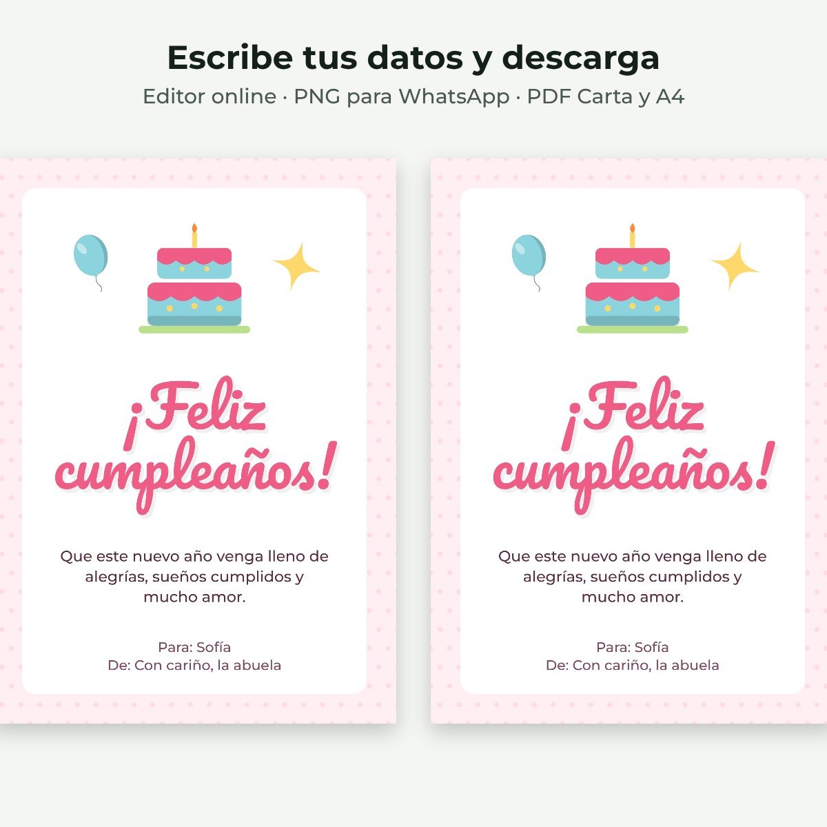 Ejemplo editable: Feliz cumpleaños torta