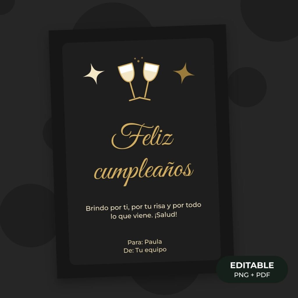 Tarjeta editable: Feliz cumpleaños elegante