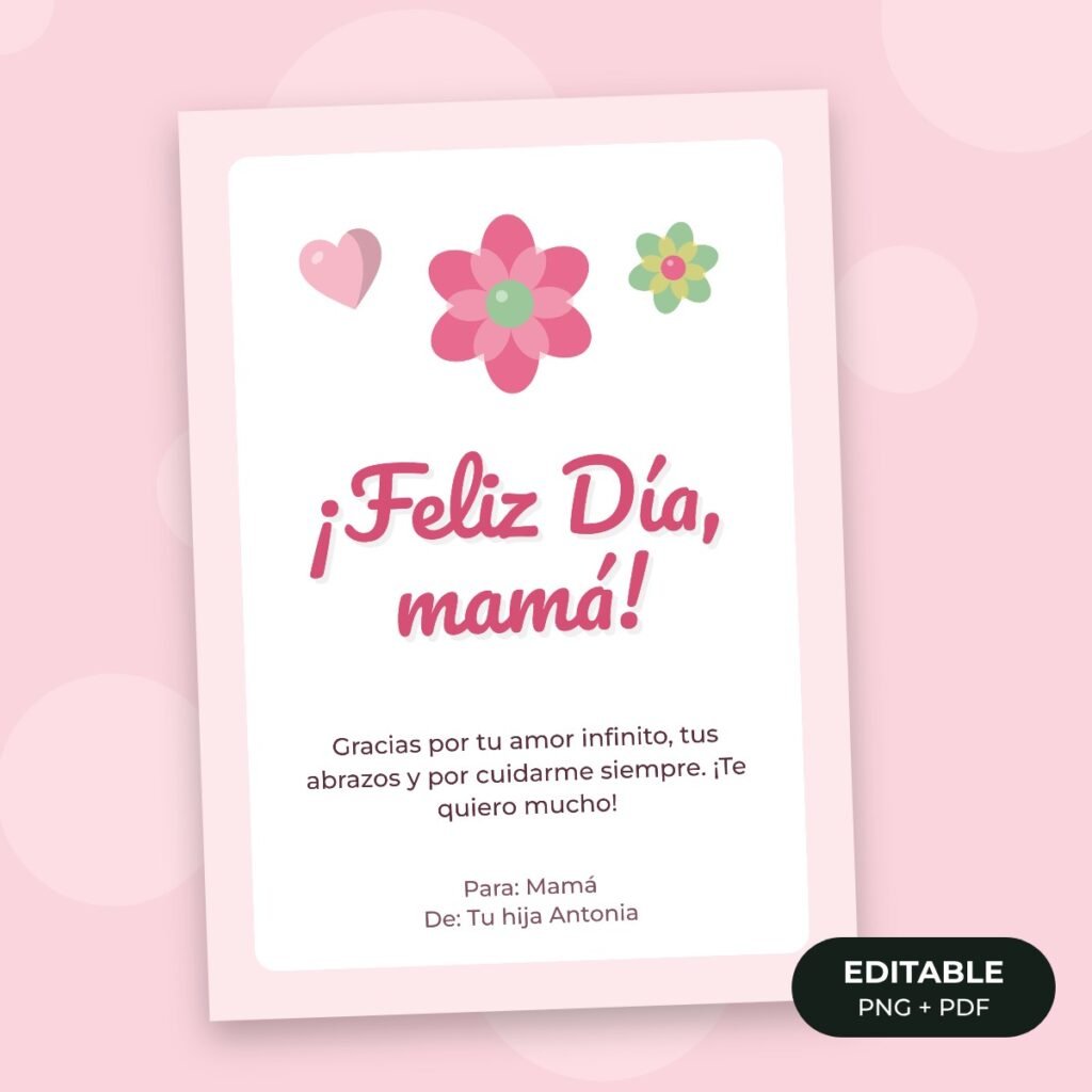 Tarjeta editable: Día de la Madre flores