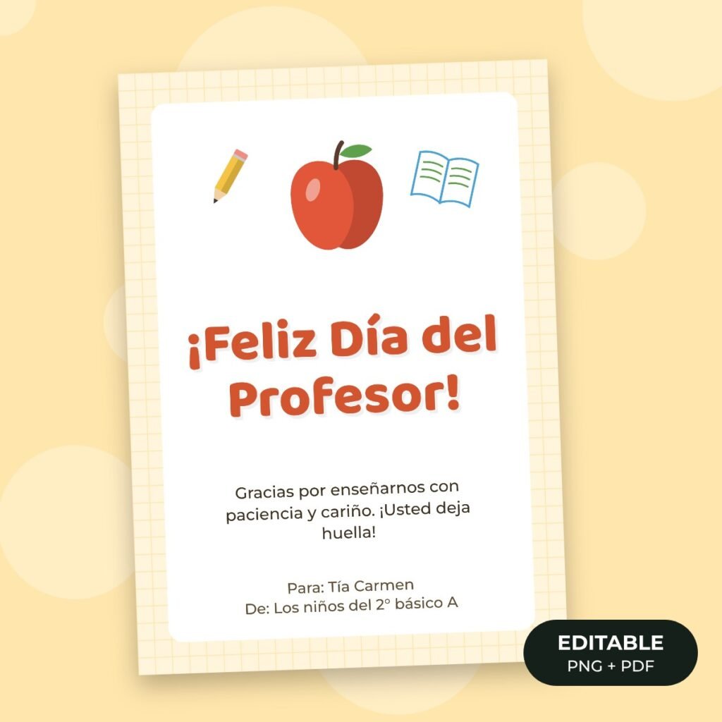 Tarjeta editable: Día del Profesor