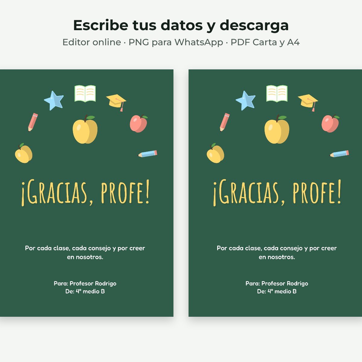 Ejemplo editable: Gracias profe
