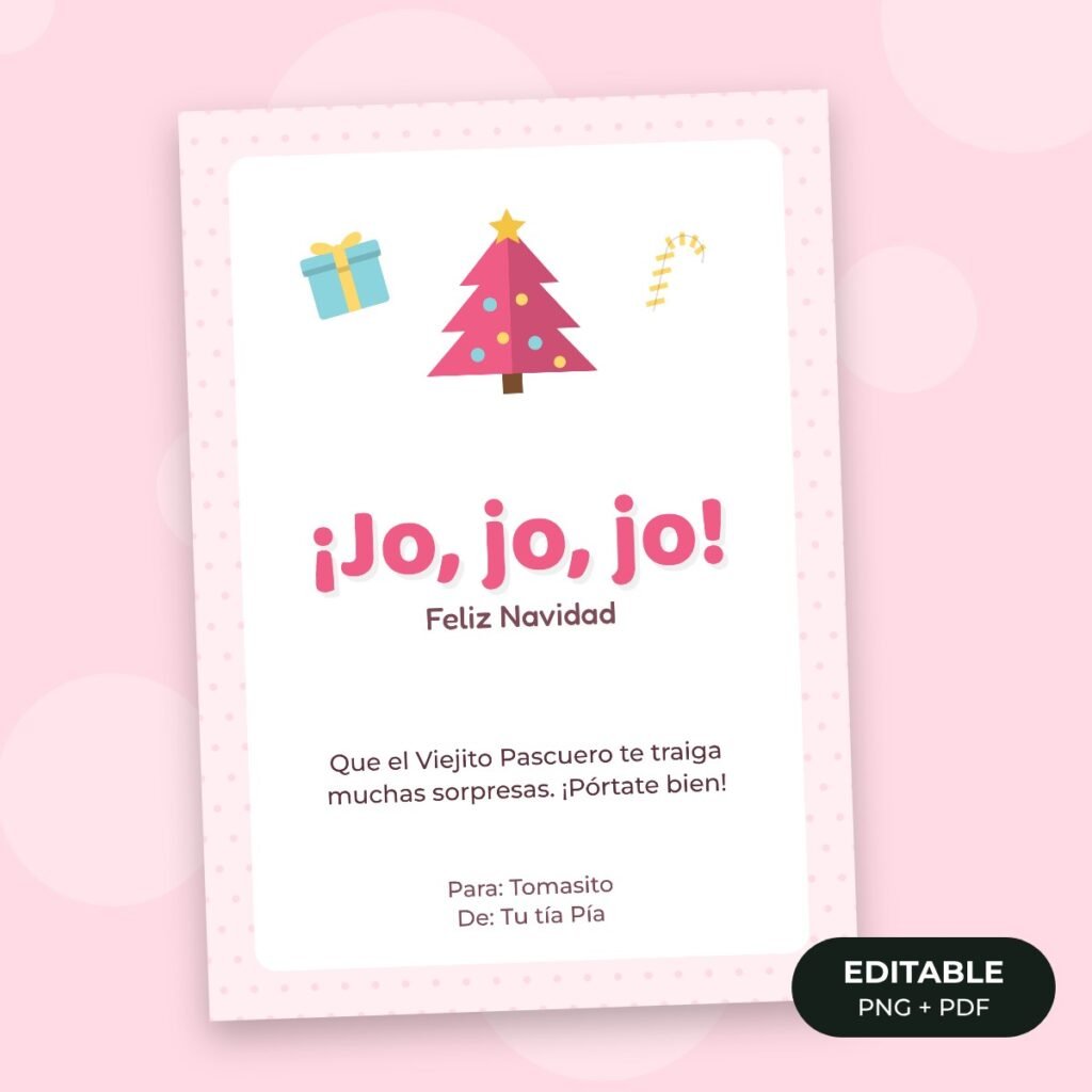 Tarjeta editable: Navidad infantil