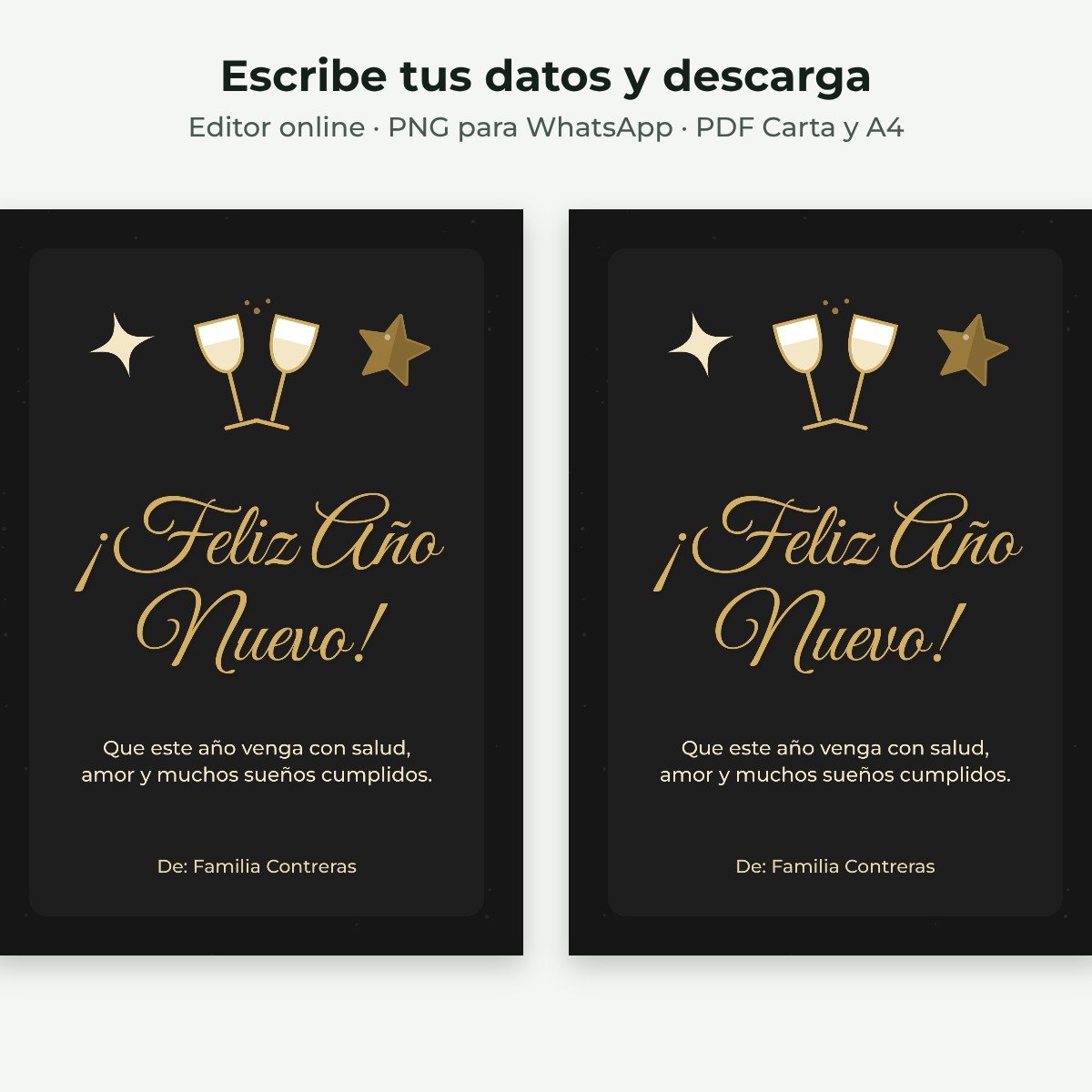 Ejemplo editable: Feliz Año Nuevo