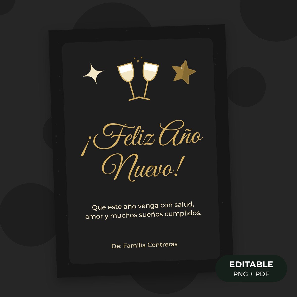Tarjeta editable: Feliz Año Nuevo