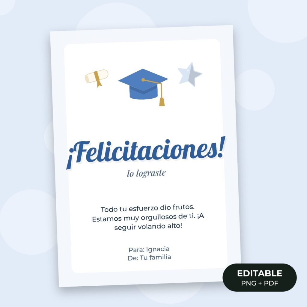 Tarjeta editable: Felicitaciones graduado