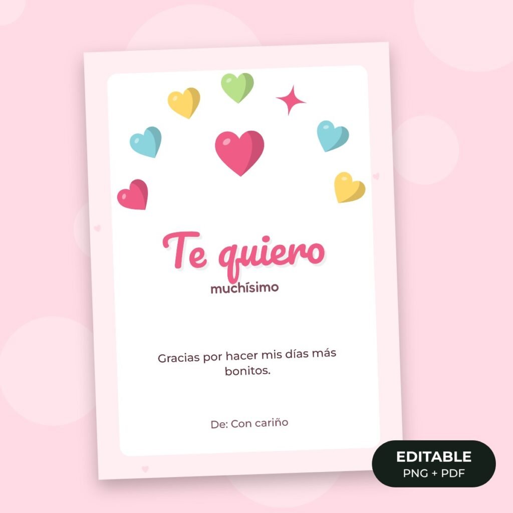 Tarjeta editable: Te quiero