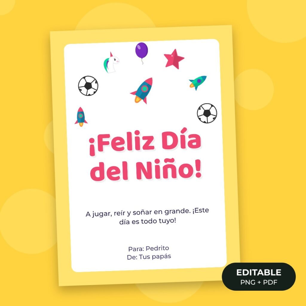 Tarjeta editable: Feliz Día del Niño