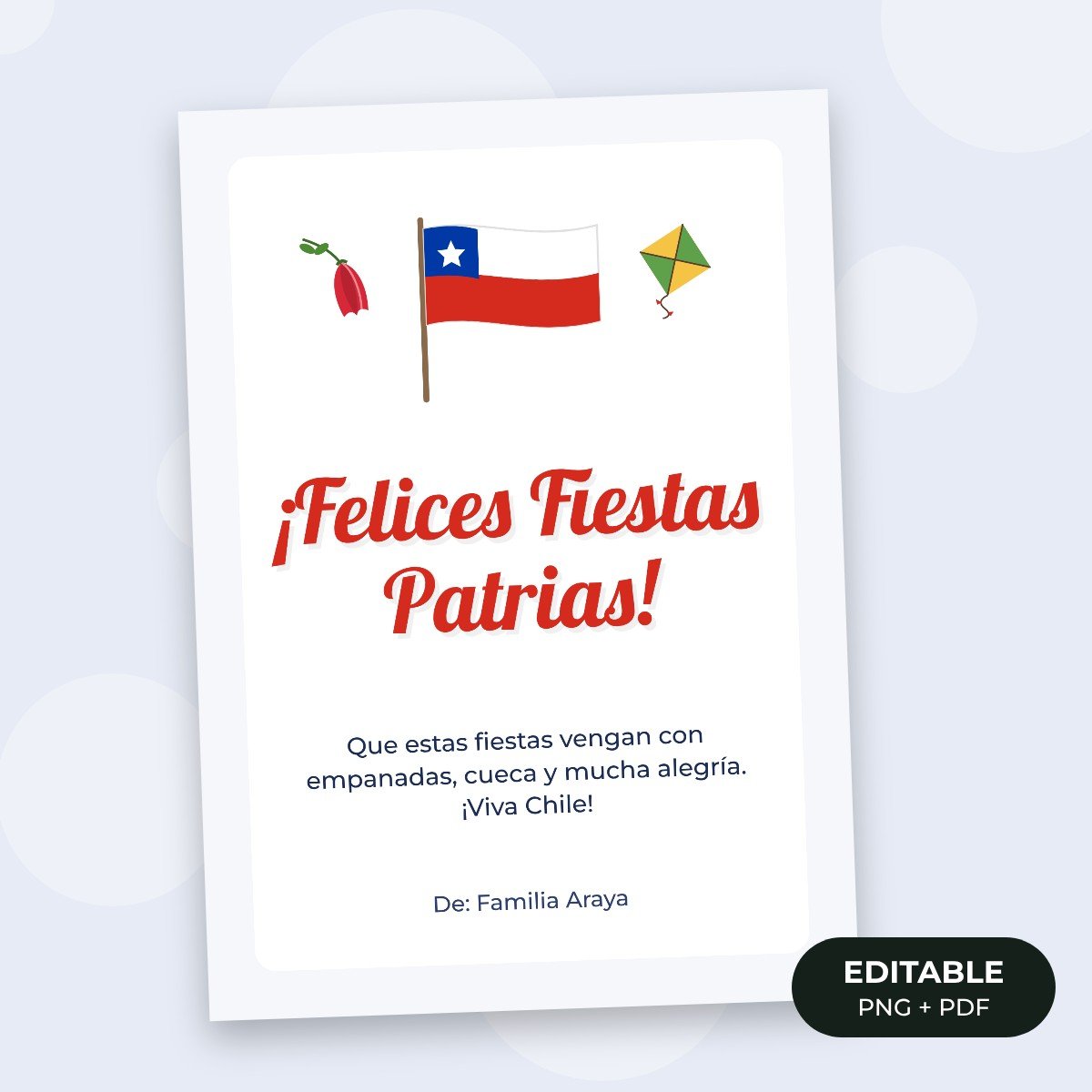 Tarjeta editable: Felices Fiestas Patrias