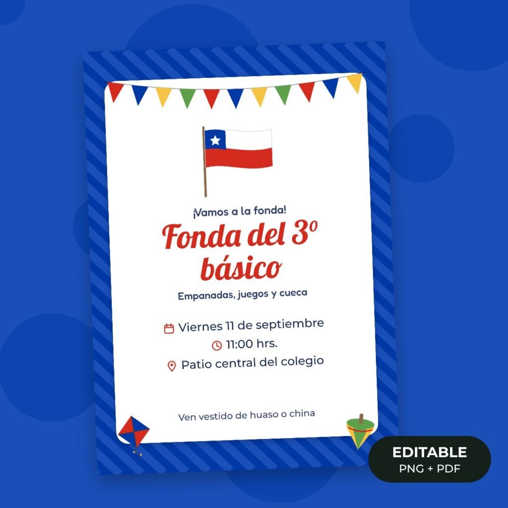 Invitación editable: Fonda dieciochera