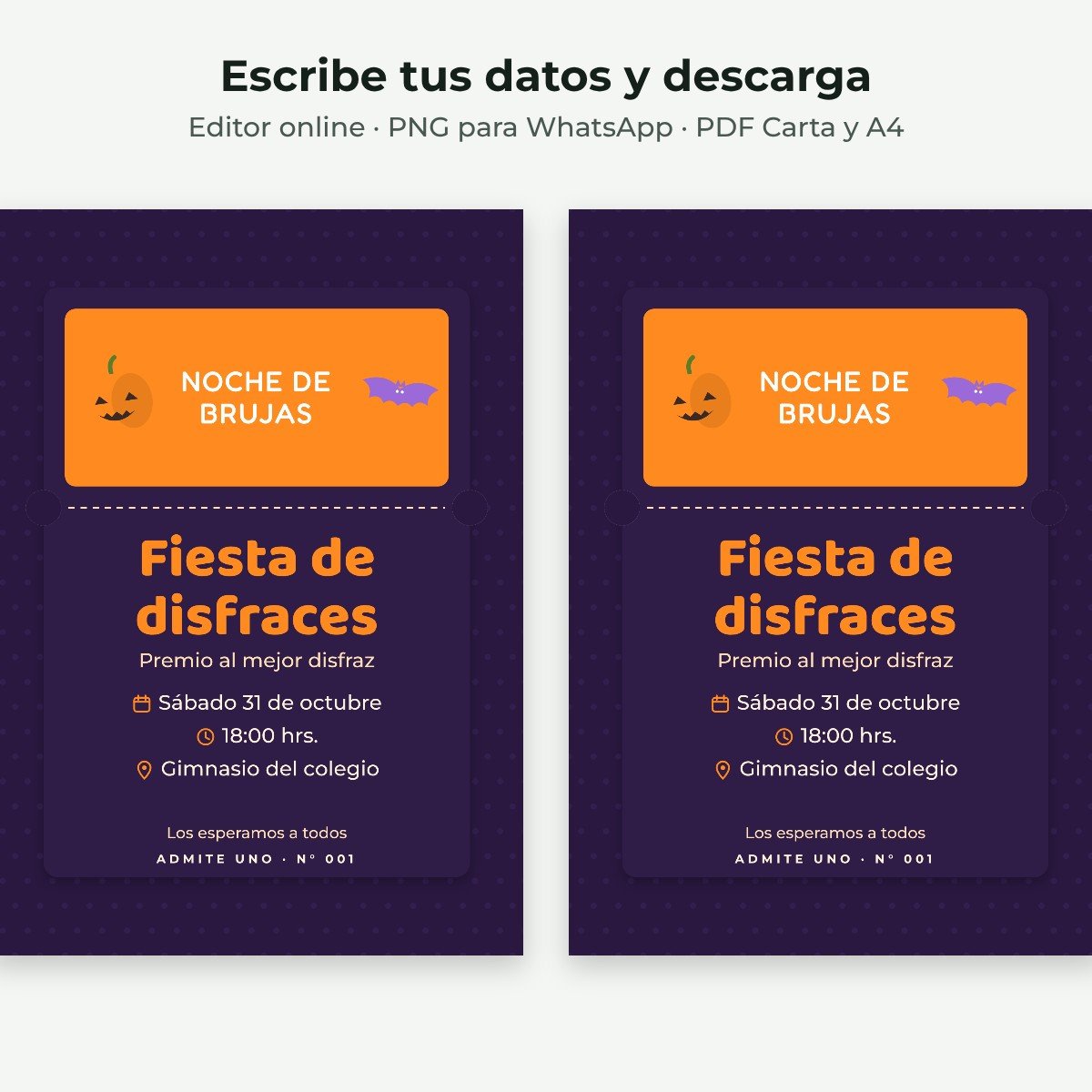Ejemplo editable: Halloween ticket