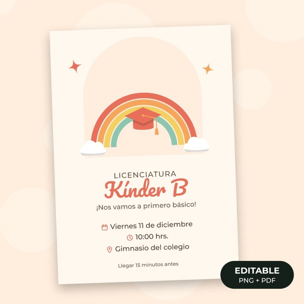Invitación editable: Licenciatura de kínder