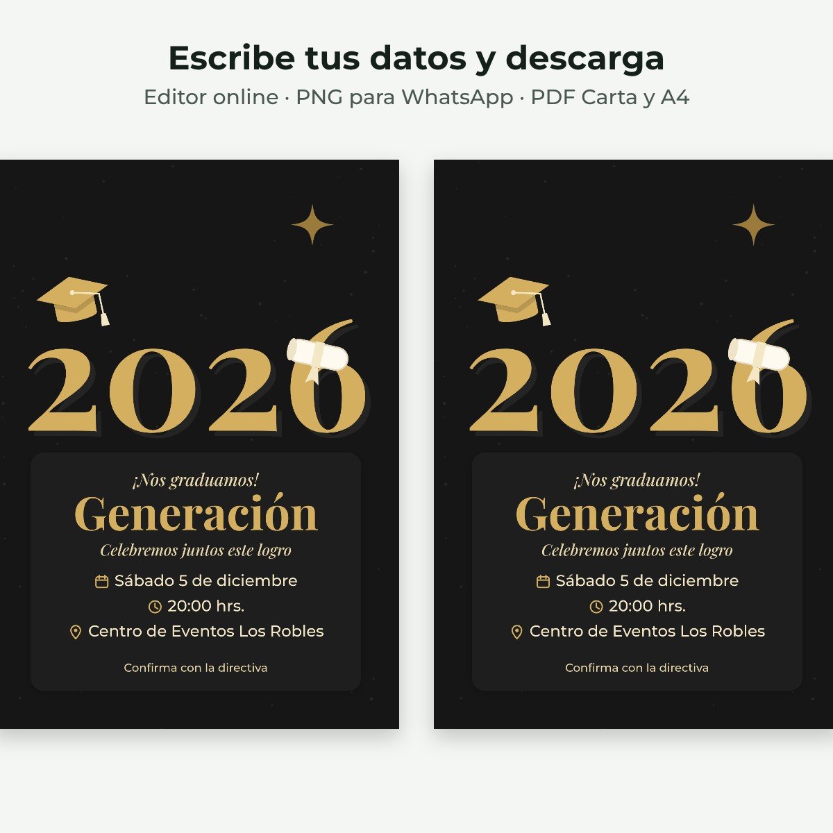 Ejemplo editable: Graduación con birretes