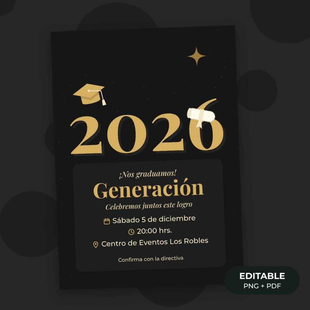 Invitación editable: Graduación con birretes