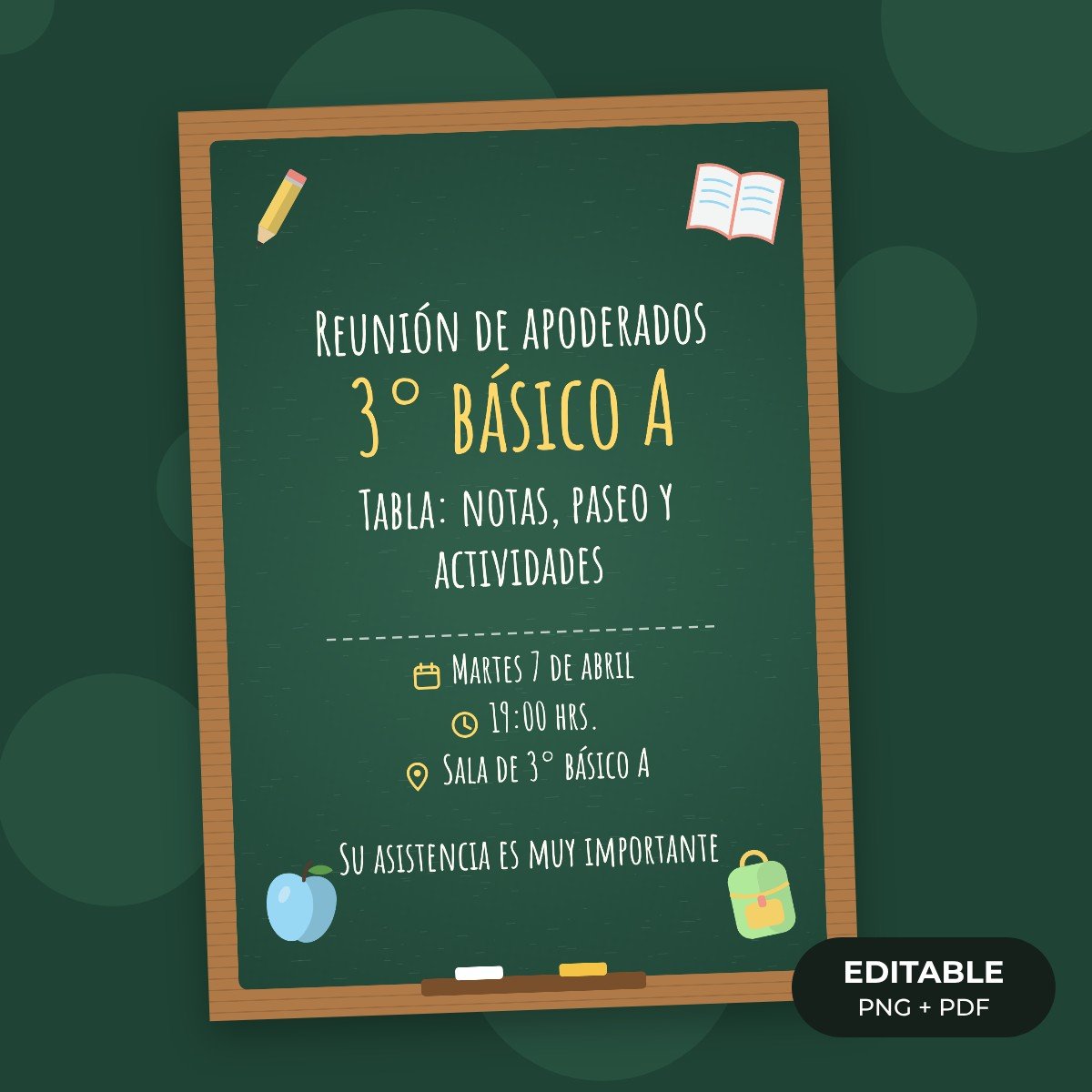 Invitación editable: Reunión de apoderados