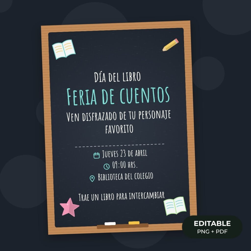 Invitación editable: Día del libro