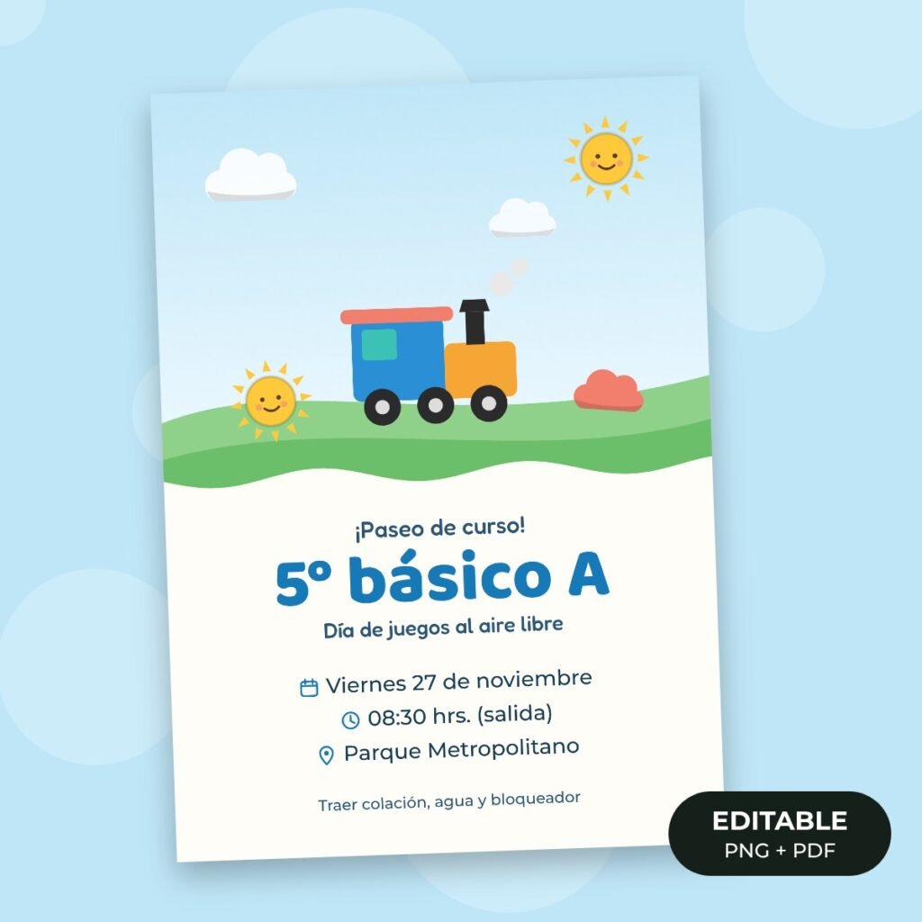 Invitación editable: Paseo de curso