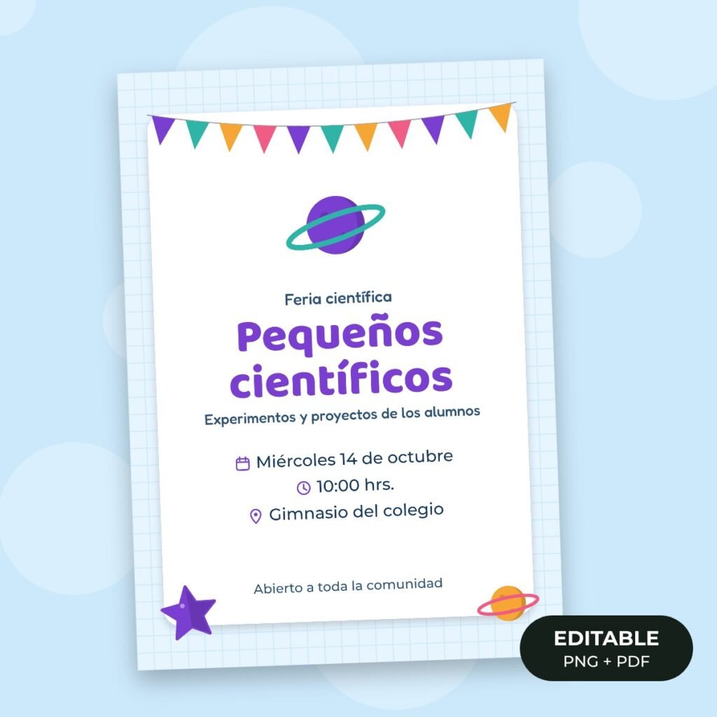 Invitación editable: Feria científica
