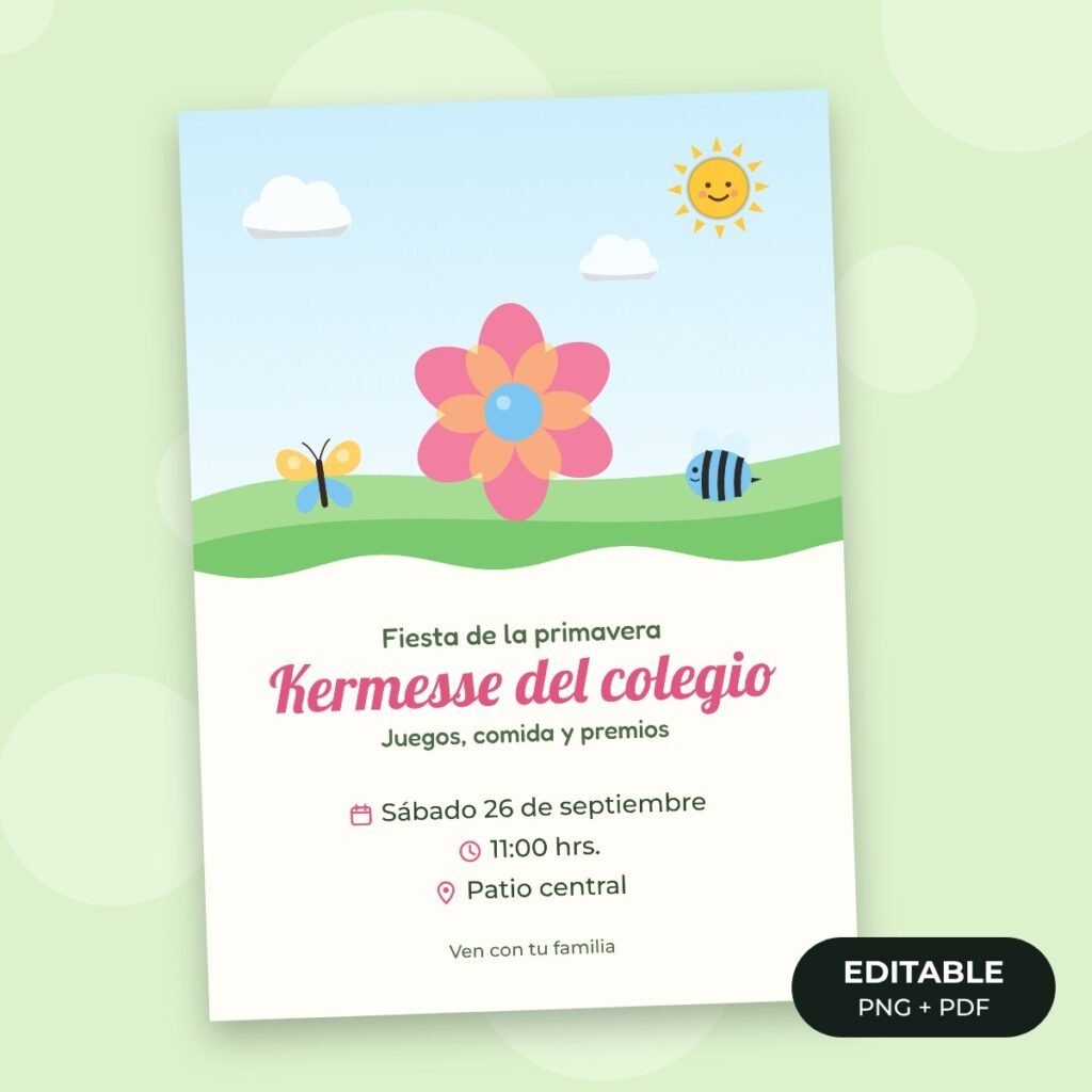 Invitación editable: Fiesta de la primavera