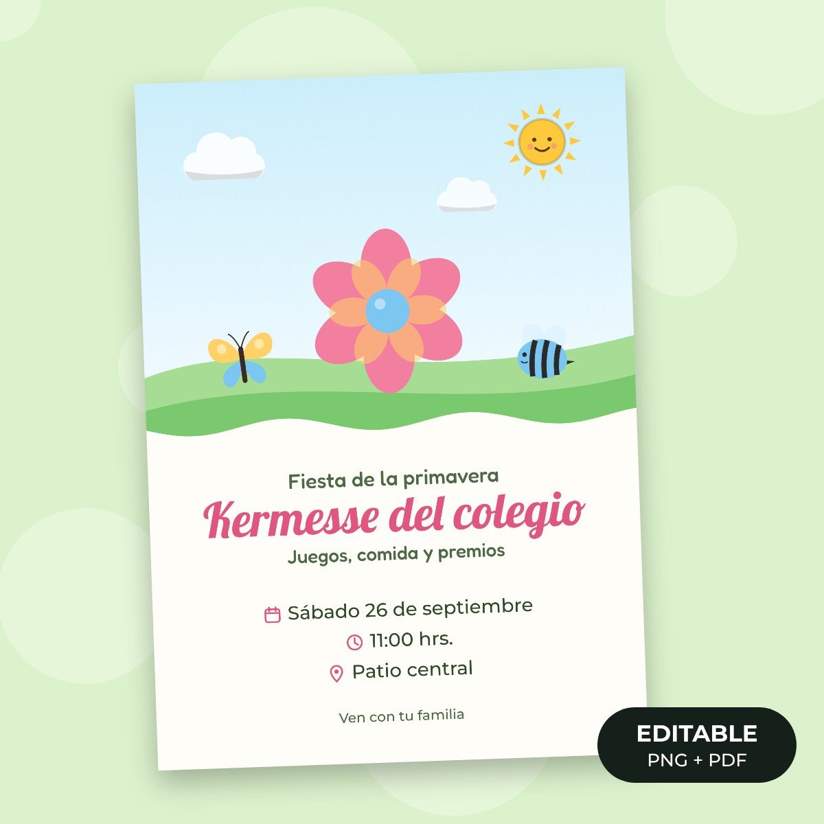Invitación editable: Fiesta de la primavera