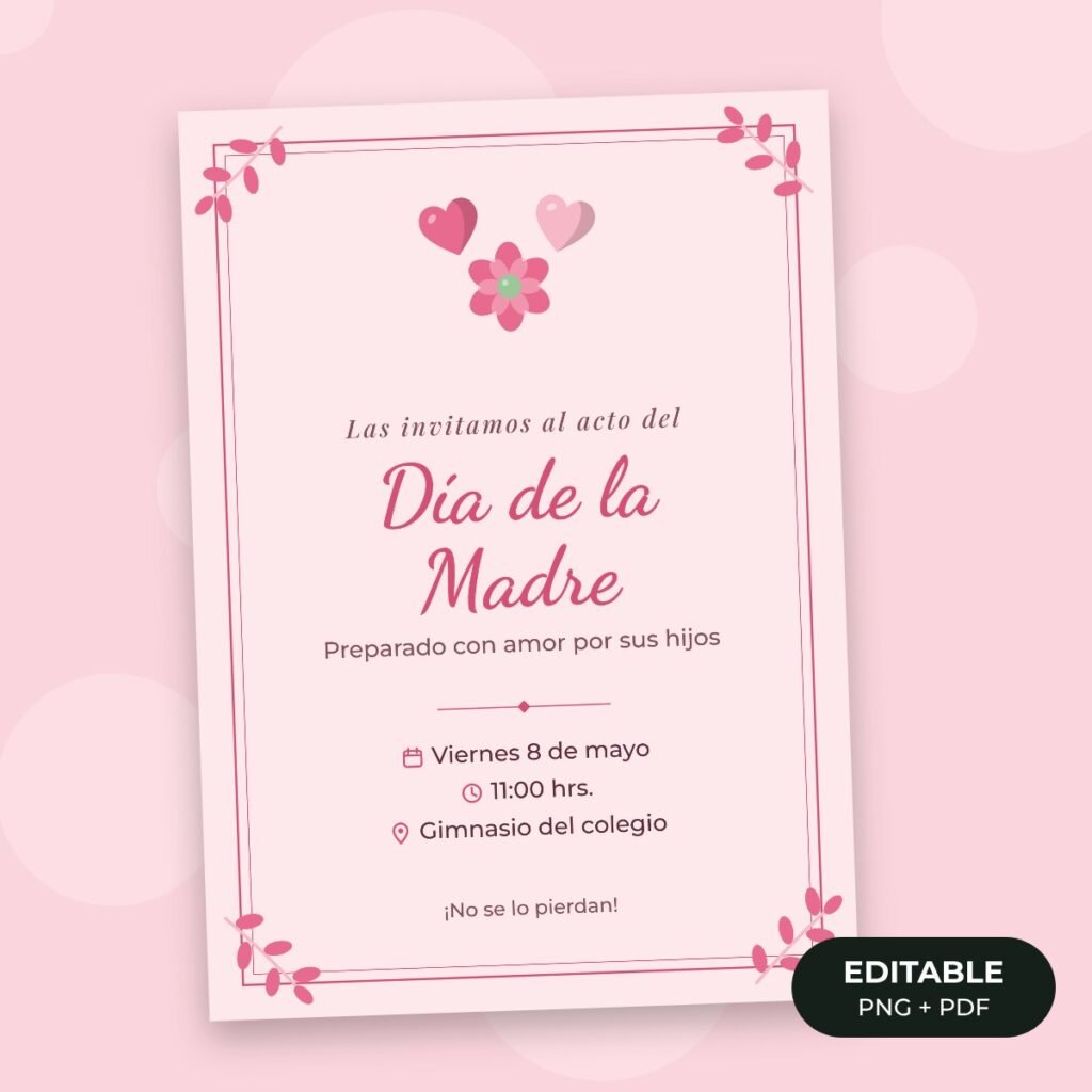Invitación editable: Acto Día de la Madre