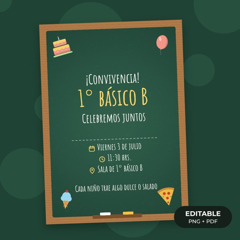 Invitación editable: Convivencia de curso
