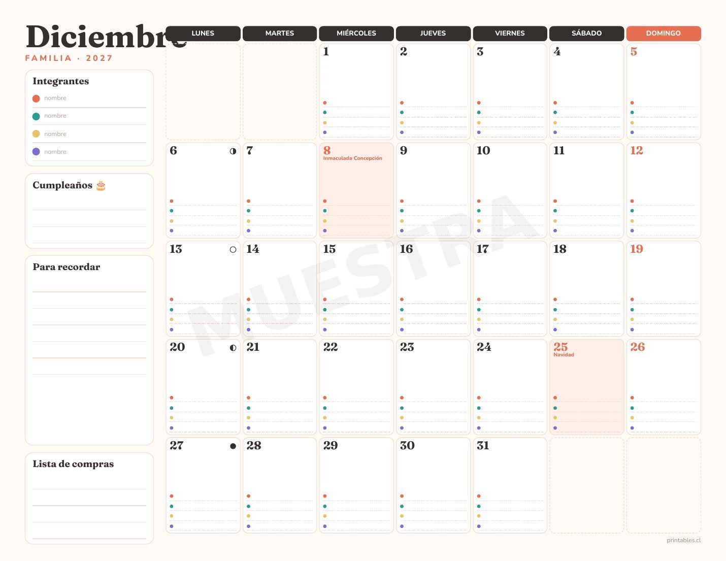 Calendario Familiar 2027 - Imagen 3