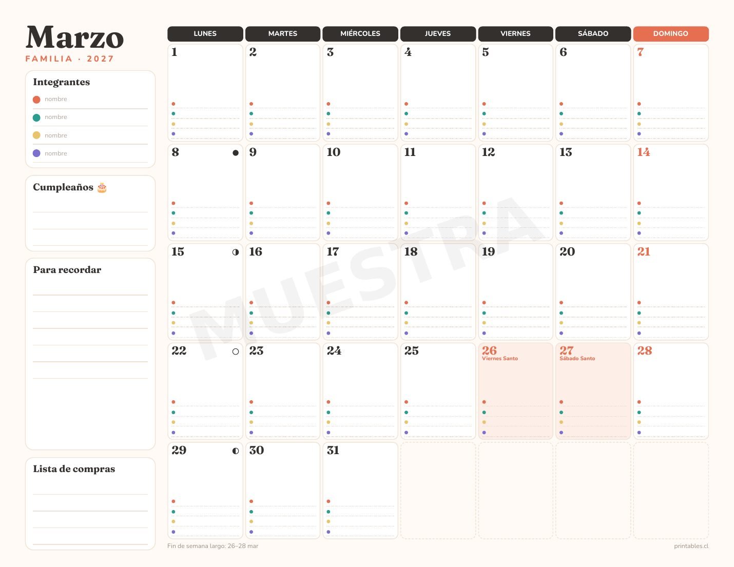 Calendario Familiar 2027 - Imagen 2