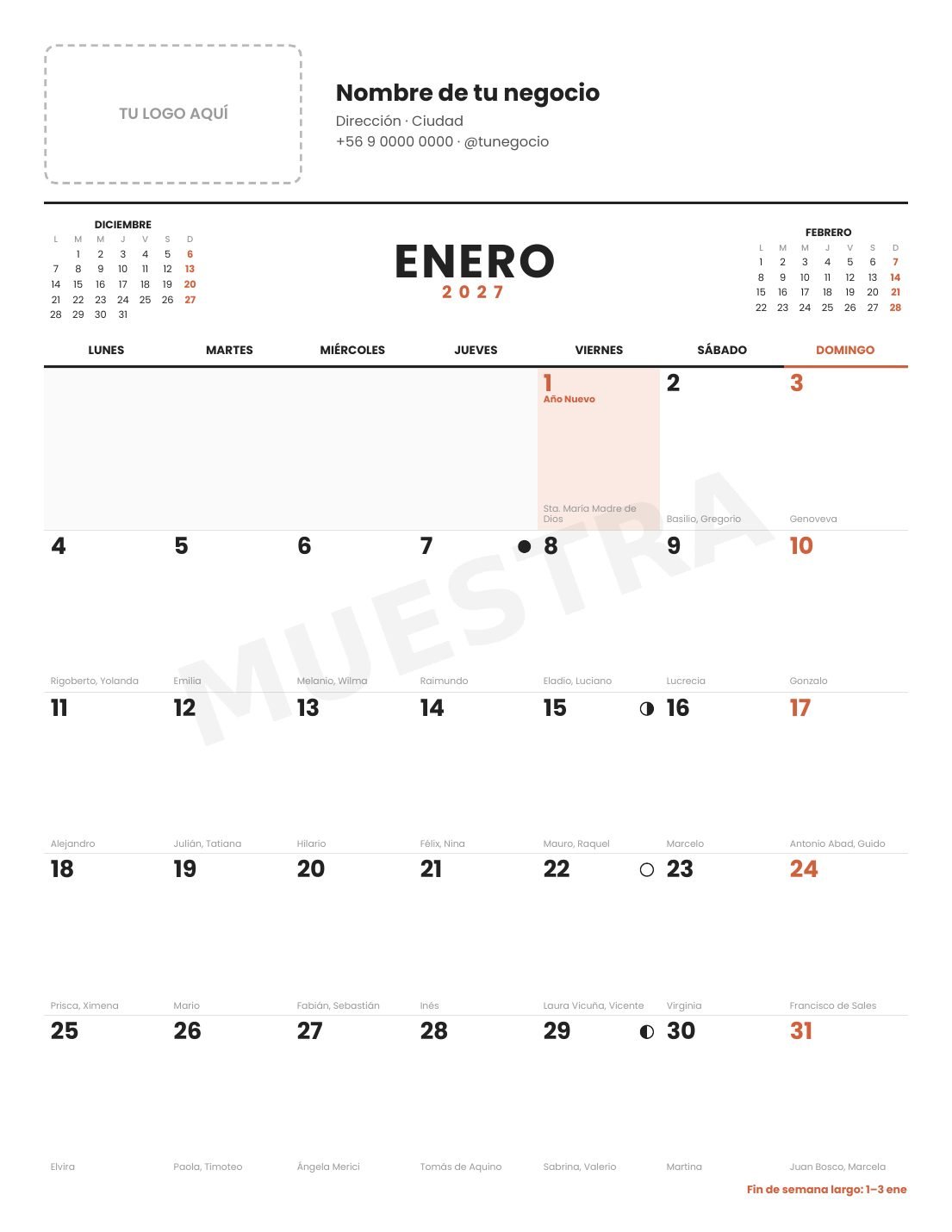 Kit Emprendedor 2027 · Calendarios con tu logo - Imagen 4
