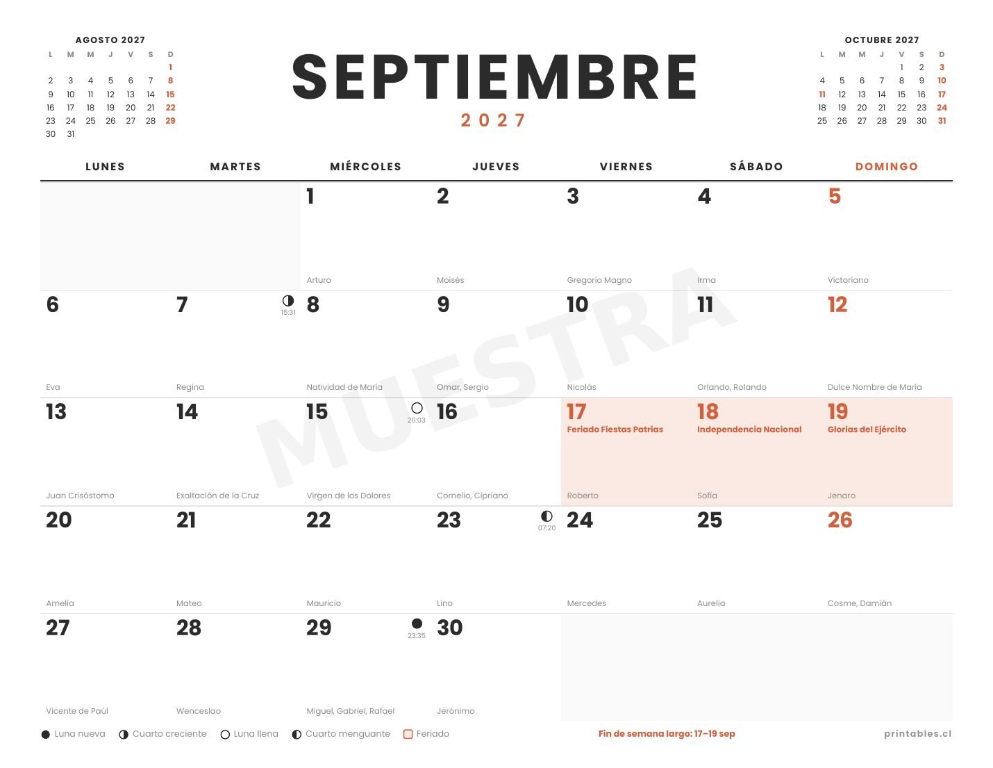 Calendario 2027 Chile · Moderno - Imagen 3