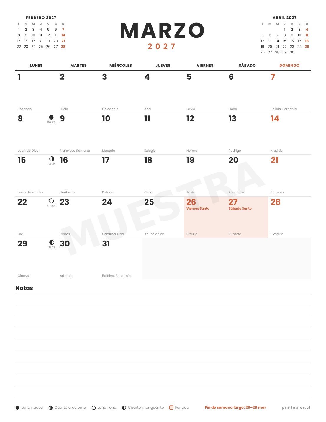 Calendario 2027 Chile · Moderno - Imagen 4