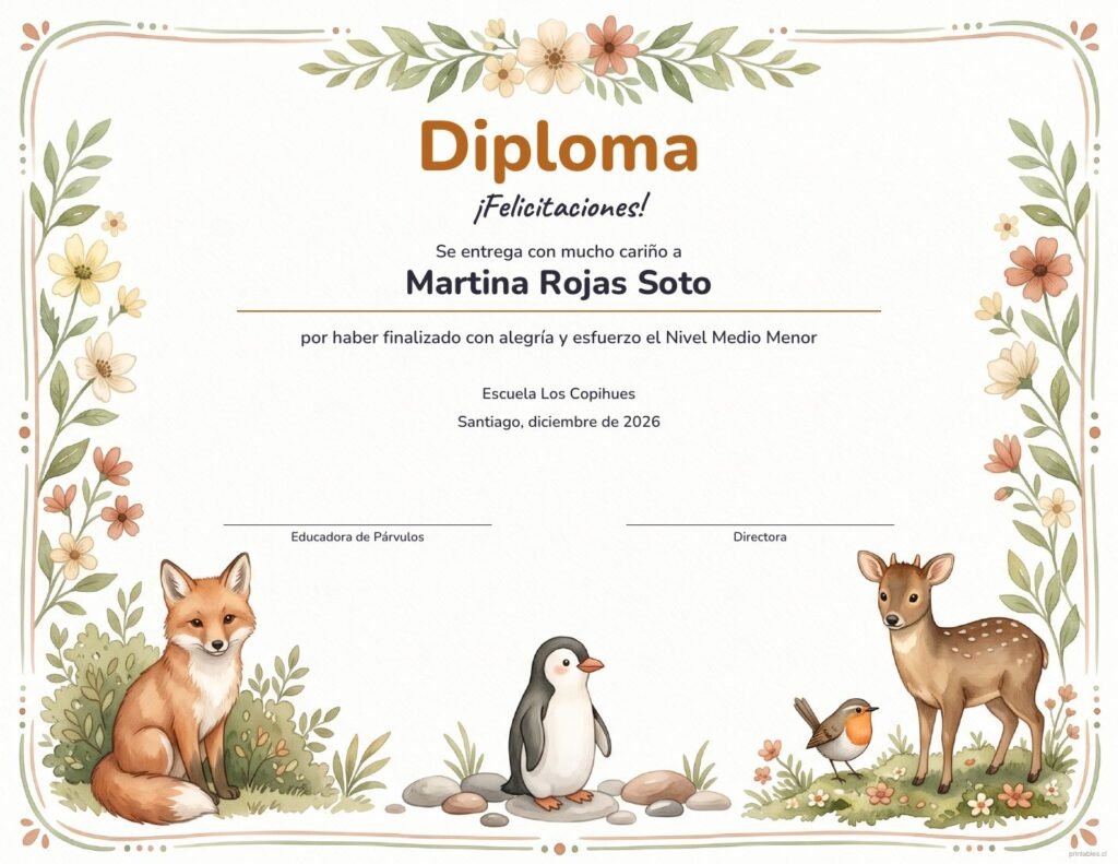 Diploma Animalitos del bosque
