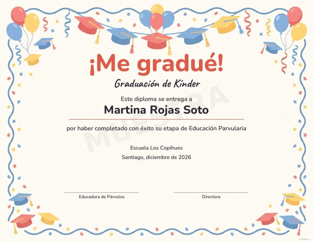 Diploma ¡Me gradué! Kínder