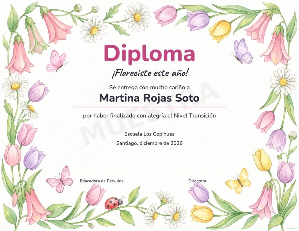 Diploma Jardín de flores