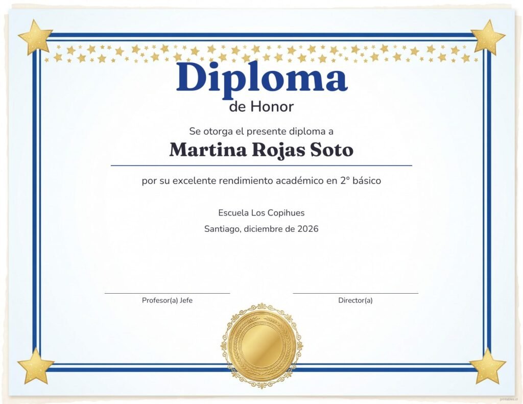 Diploma Estrellas doradas