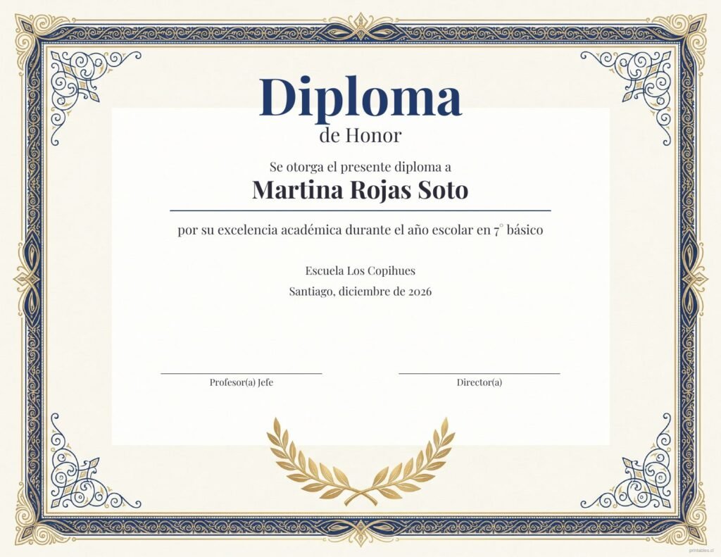 Diploma Laureles clásicos