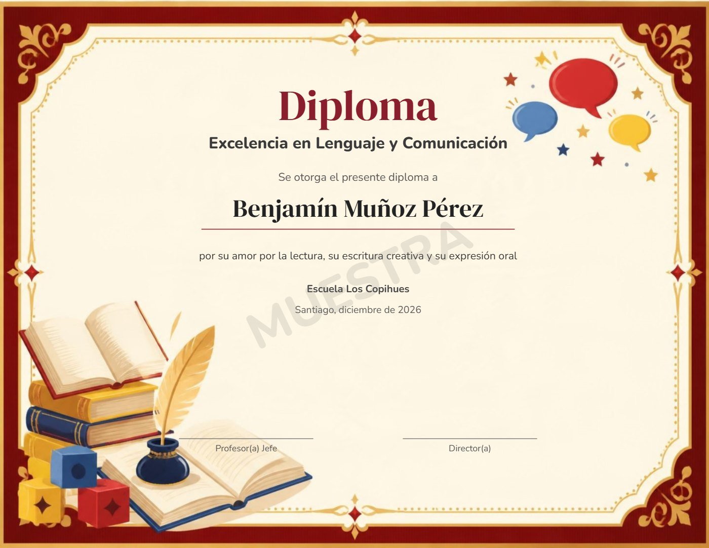 Muestra Diploma Excelencia en Lenguaje y Comunicación