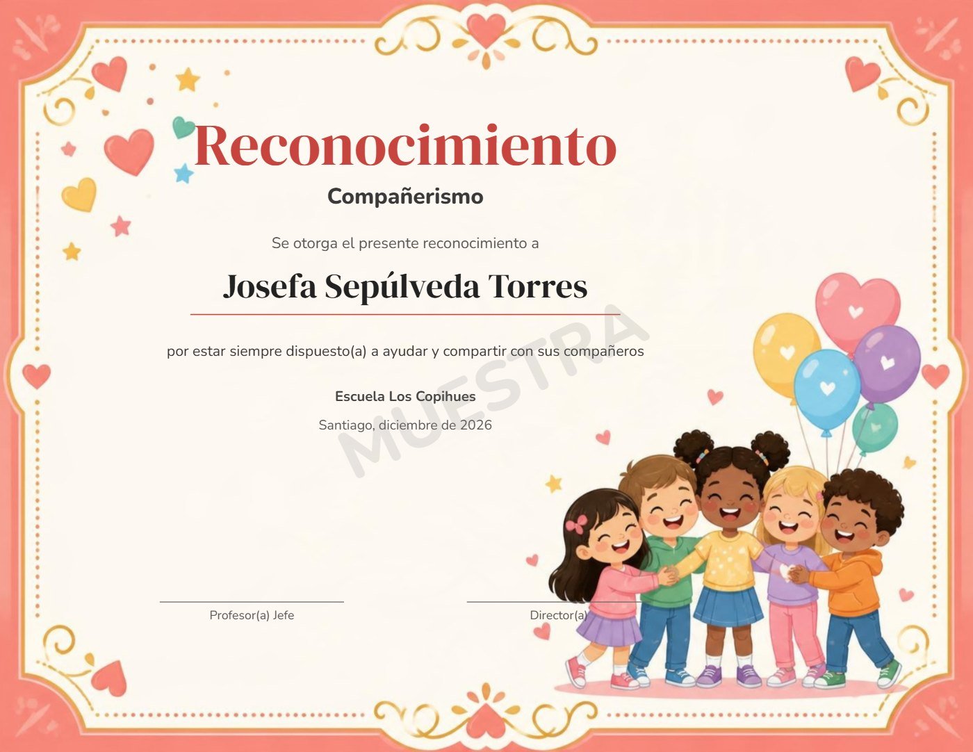 Muestra Reconocimiento Compañerismo