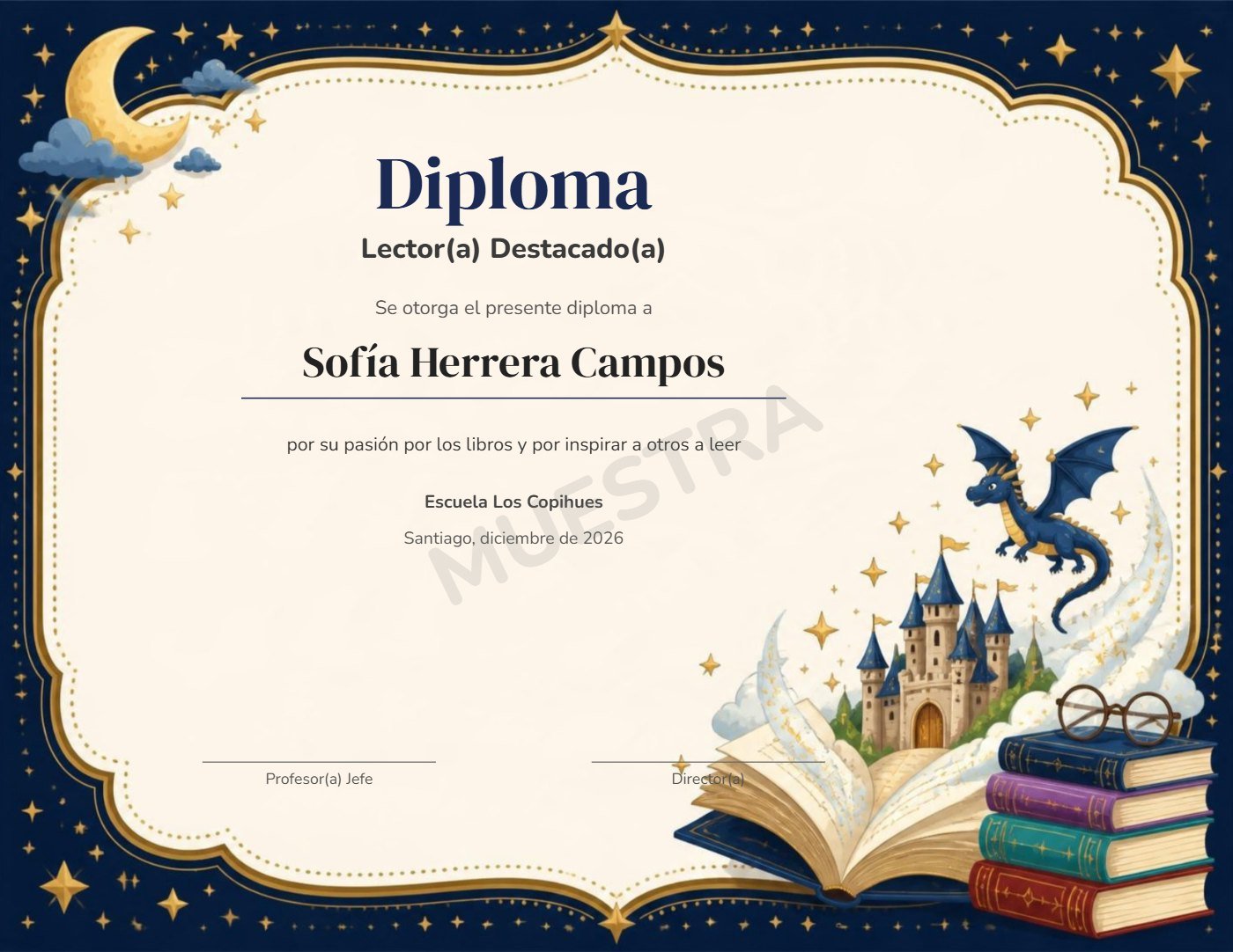 Muestra Diploma Lector(a) Destacado(a)