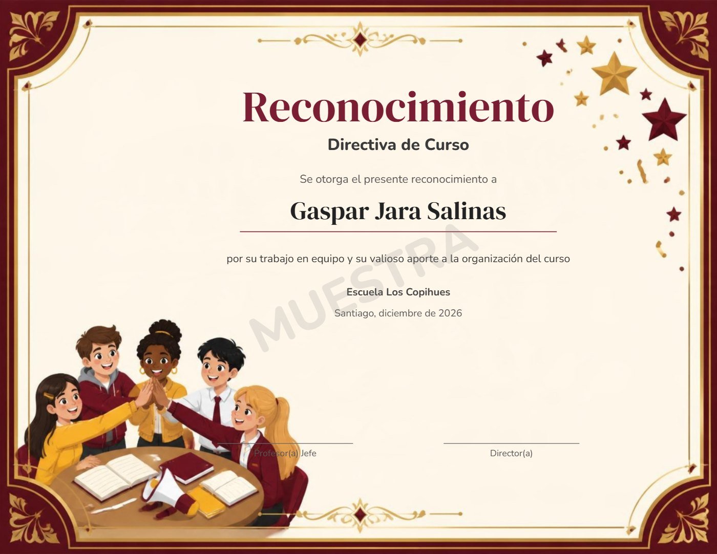 Muestra Reconocimiento Directiva de Curso
