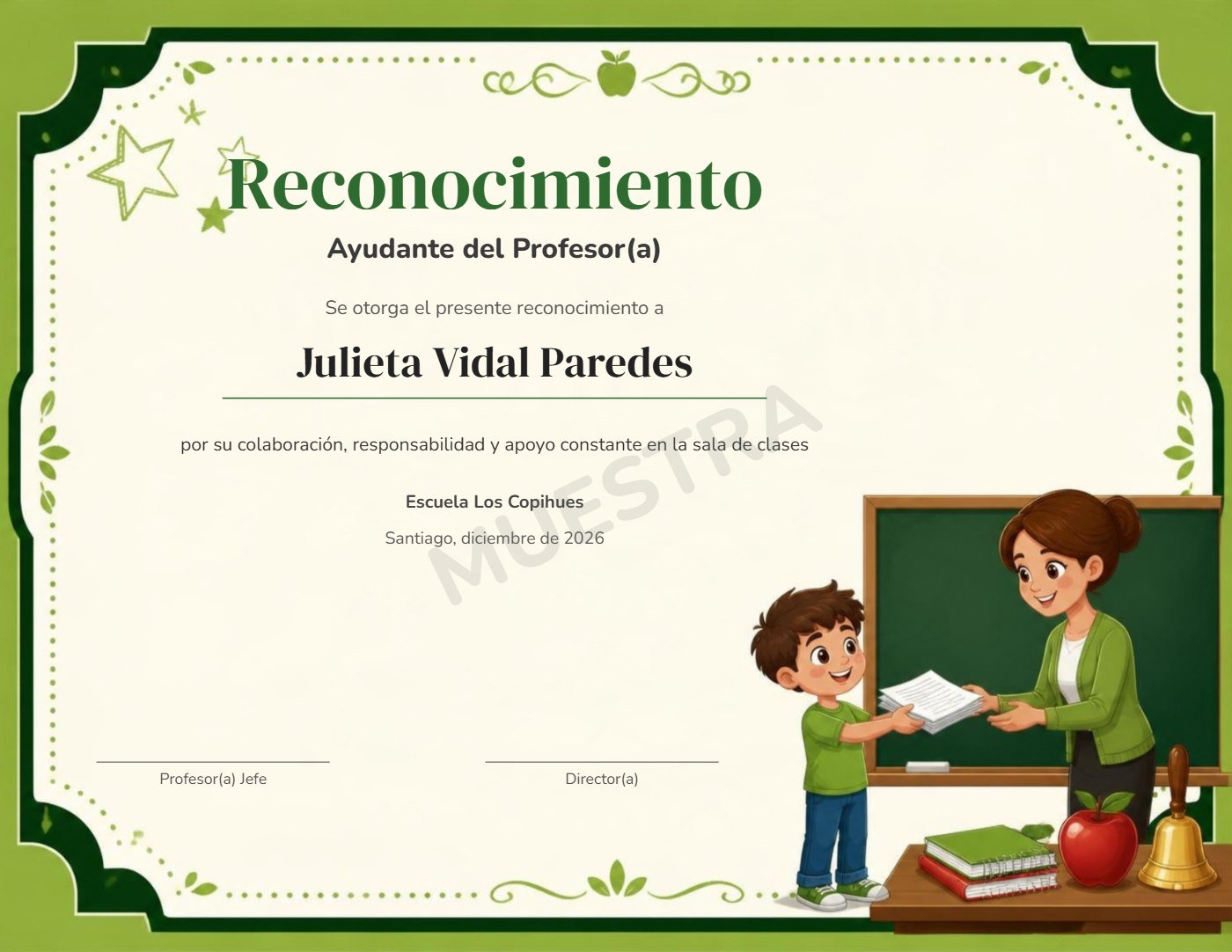 Muestra Reconocimiento Ayudante del Profesor(a)