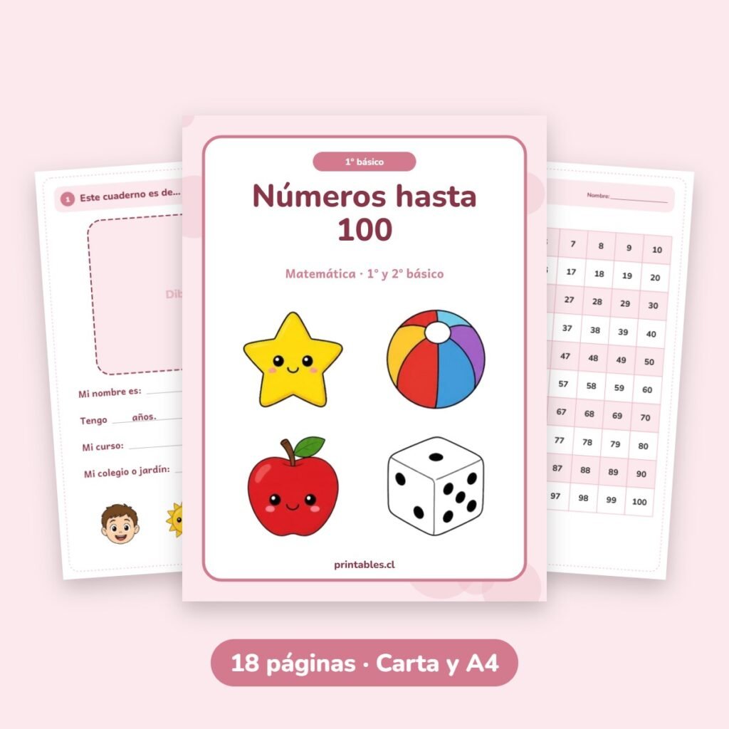 Cuaderno 1° básico: Números hasta 100
