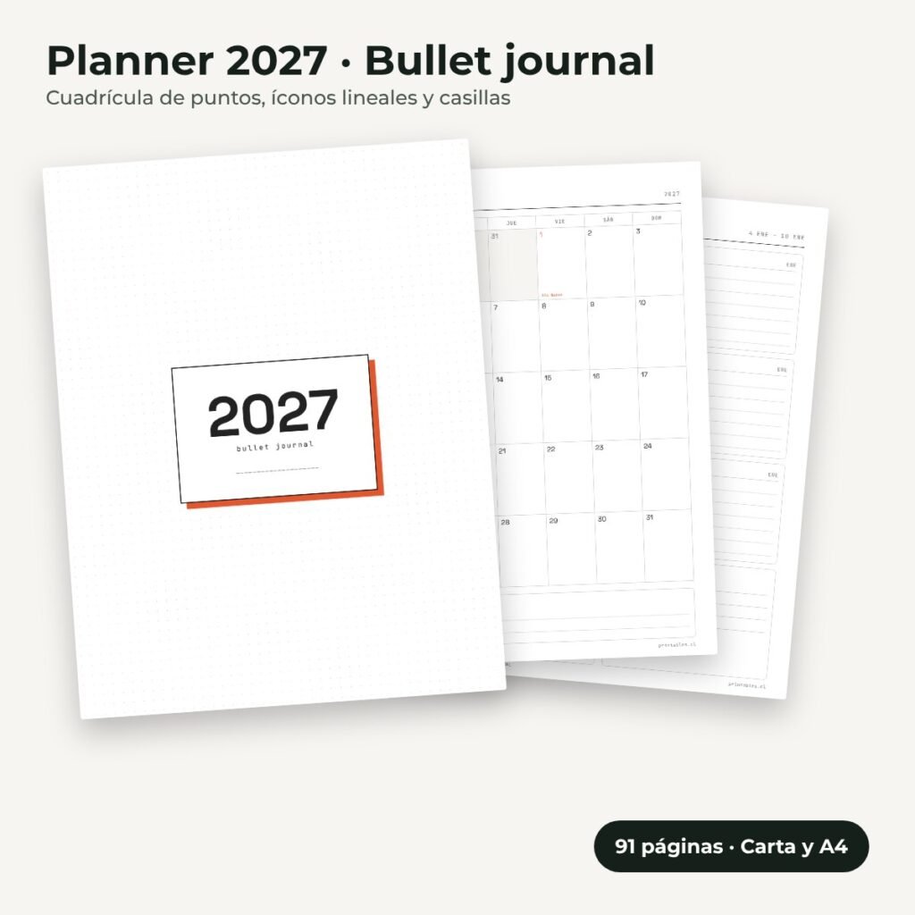 Planner 2027 estilo Bullet journal